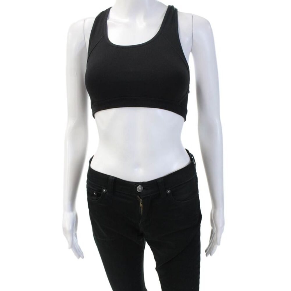 Athleta Womens Racerback Cut Out Detail Athletic Sports Bra Black Size S